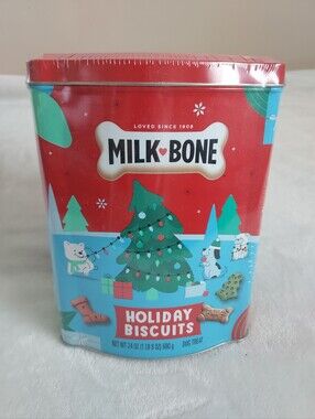 Milk Bones Ltd Edition Festive Holiday Tin Of Small Dog Treats Biscuits 24oz